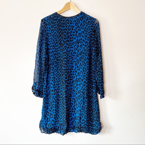 Ganni Carnivora Leopard Love for Leopard Mini Dress Blue Black Size 6 Medium - Picture 11 of 11